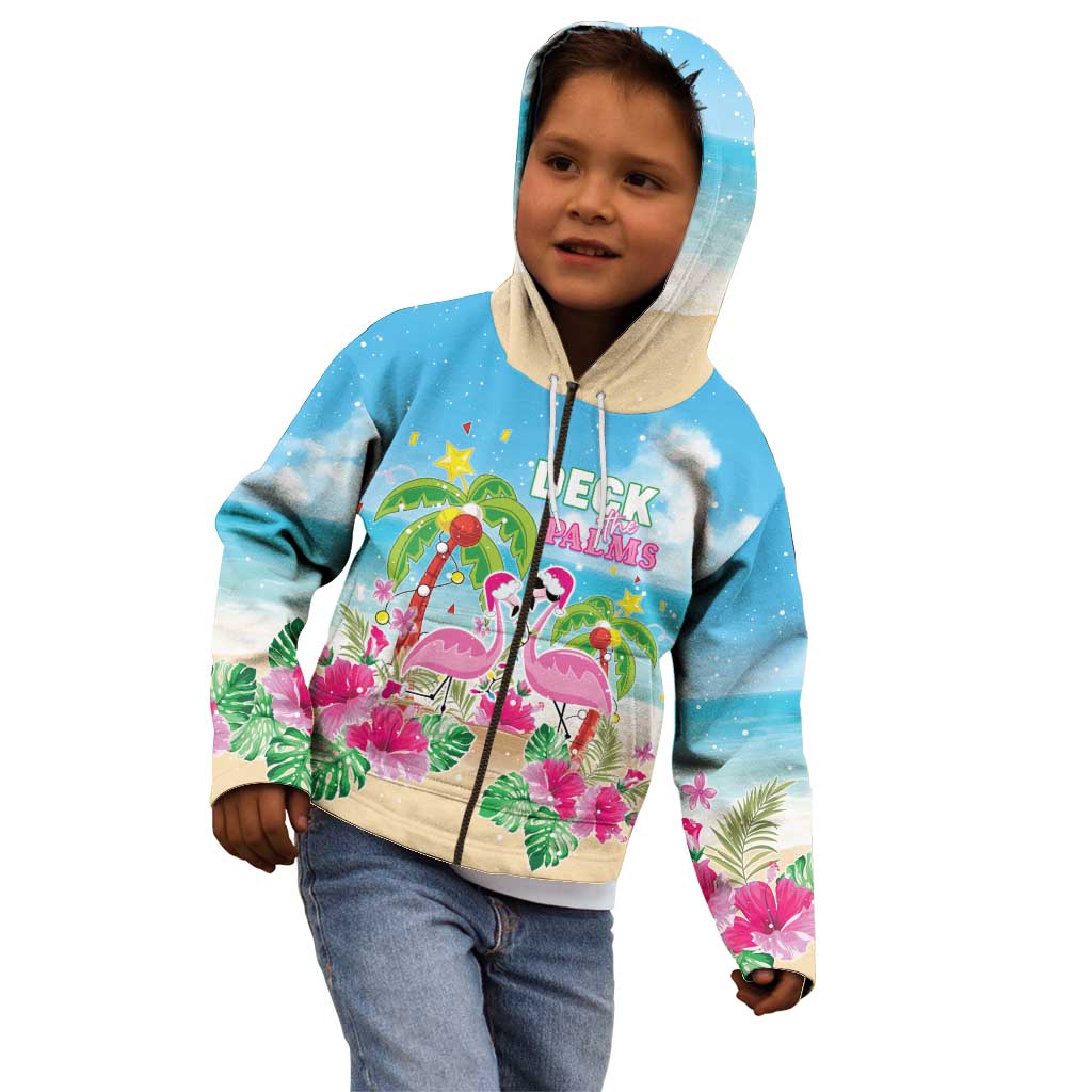 Hawaii Christmas Kid Hoodie Deck The Palms Holiday Flamingos LT05 - Polynesian Pride