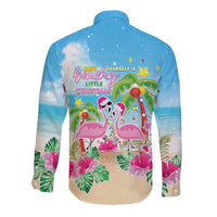 Hawaii Christmas Long Sleeve Button Shirt Deck The Palms Holiday Flamingos LT05 - Polynesian Pride