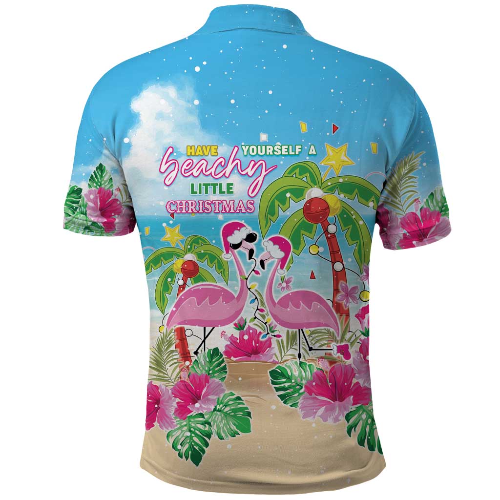Hawaii Christmas Polo Shirt Deck The Palms Holiday Flamingos LT05 - Polynesian Pride