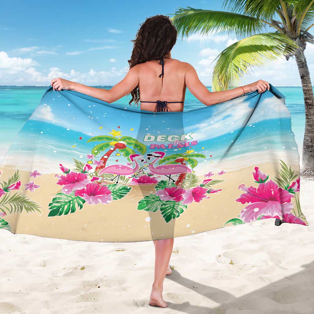 Hawaii Christmas Sarong Deck The Palms Holiday Flamingos LT05 - Polynesian Pride