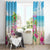 Hawaii Christmas Window Curtain Deck The Palms Holiday Flamingos