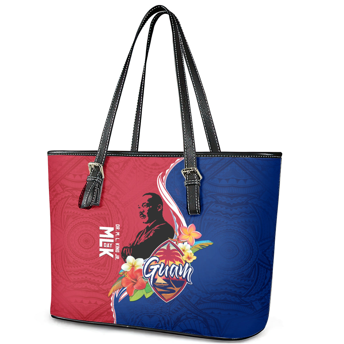 Guam Martin Luther King Jr Day Leather Tote Bag LT05 - Polynesian Pride