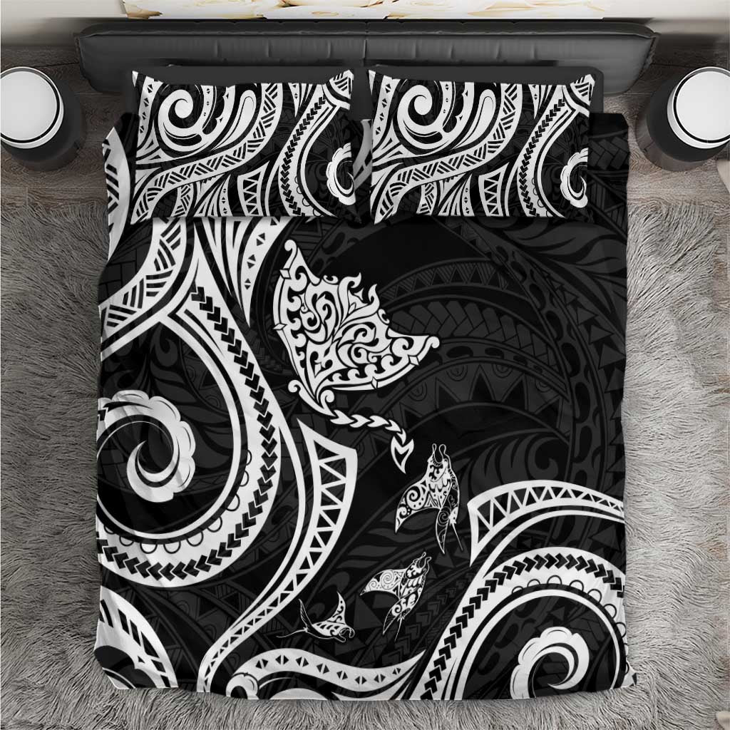 Hawaii Manta Ray Bedding Set Polynesian Art Tattoo LT05 Black - Polynesian Pride
