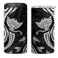 Hawaii Manta Ray 4 in 1 Can Cooler Tumbler Polynesian Art Tattoo LT05 One Size: 16 oz Black - Polynesian Pride