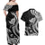 Hawaii Manta Ray Couples Matching Off Shoulder Maxi Dress and Hawaiian Shirt Polynesian Art Tattoo