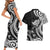 Hawaii Manta Ray Couples Matching Short Sleeve Bodycon Dress and Hawaiian Shirt Polynesian Art Tattoo