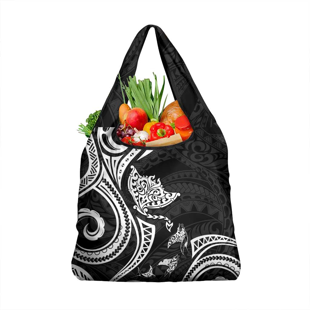 Hawaii Manta Ray Grocery Bag Polynesian Art Tattoo LT05 1-pack One Size Black - Polynesian Pride