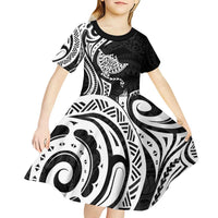 Hawaii Manta Ray Kid Short Sleeve Dress Polynesian Art Tattoo LT05 - Polynesian Pride