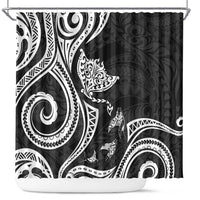 Hawaii Manta Ray Shower Curtain Polynesian Art Tattoo LT05 Black - Polynesian Pride