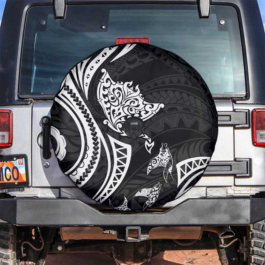 Hawaii Manta Ray Spare Tire Cover Polynesian Art Tattoo LT05 Black - Polynesian Pride