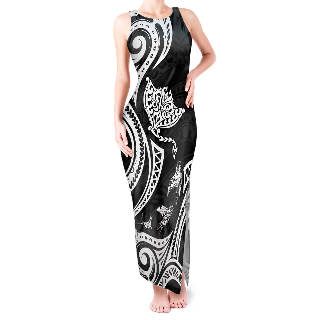 Hawaii Manta Ray Tank Maxi Dress Polynesian Art Tattoo LT05 Women Black - Polynesian Pride