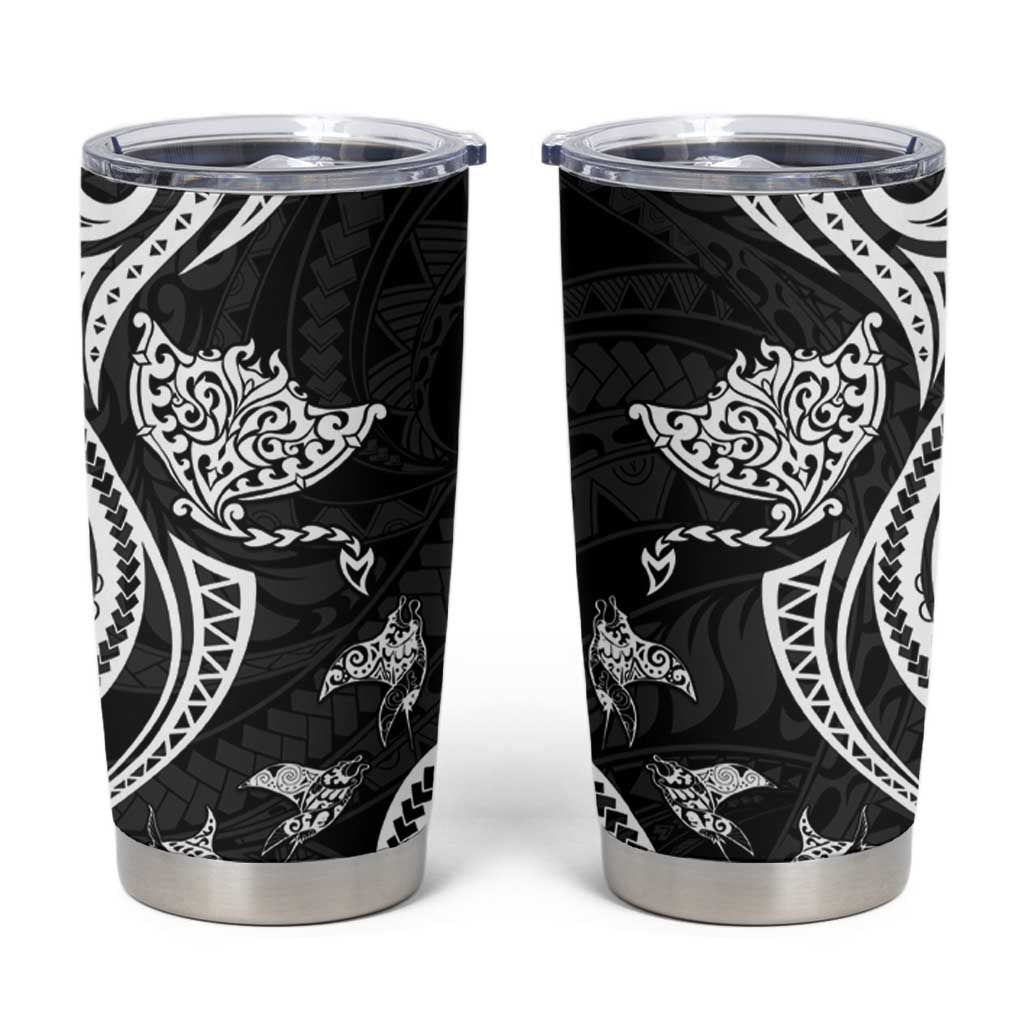 Hawaii Manta Ray Tumbler Cup Polynesian Art Tattoo LT05 Black - Polynesian Pride