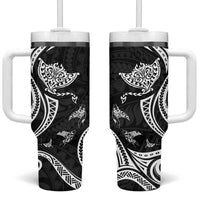 Hawaii Manta Ray Tumbler With Handle Polynesian Art Tattoo LT05 One Size: 40 oz Black - Polynesian Pride