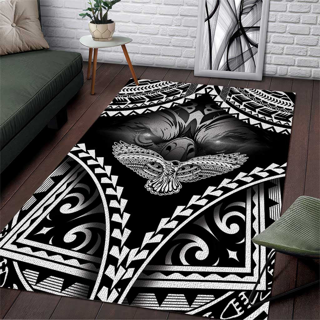 Hawaiian Hawk Area Rug Polynesian Pattern Style LT05 Black - Polynesian Pride