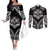 Hawaiian Hawk Couples Matching Off The Shoulder Long Sleeve Dress and Long Sleeve Button Shirt Polynesian Pattern Style