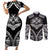 Hawaiian Hawk Couples Matching Short Sleeve Bodycon Dress and Long Sleeve Button Shirt Polynesian Pattern Style