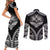 Hawaiian Hawk Couples Matching Short Sleeve Bodycon Dress and Long Sleeve Button Shirt Polynesian Pattern Style