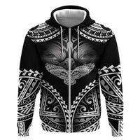Hawaiian Hawk Hoodie Polynesian Pattern Style LT05 Zip Hoodie Black - Polynesian Pride