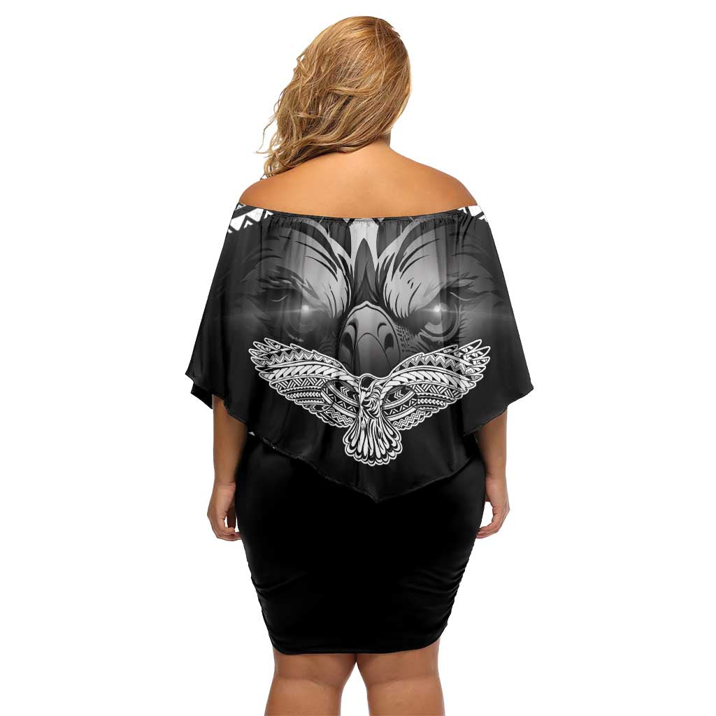 Hawaiian Hawk Off Shoulder Short Dress Polynesian Pattern Style LT05 - Polynesian Pride