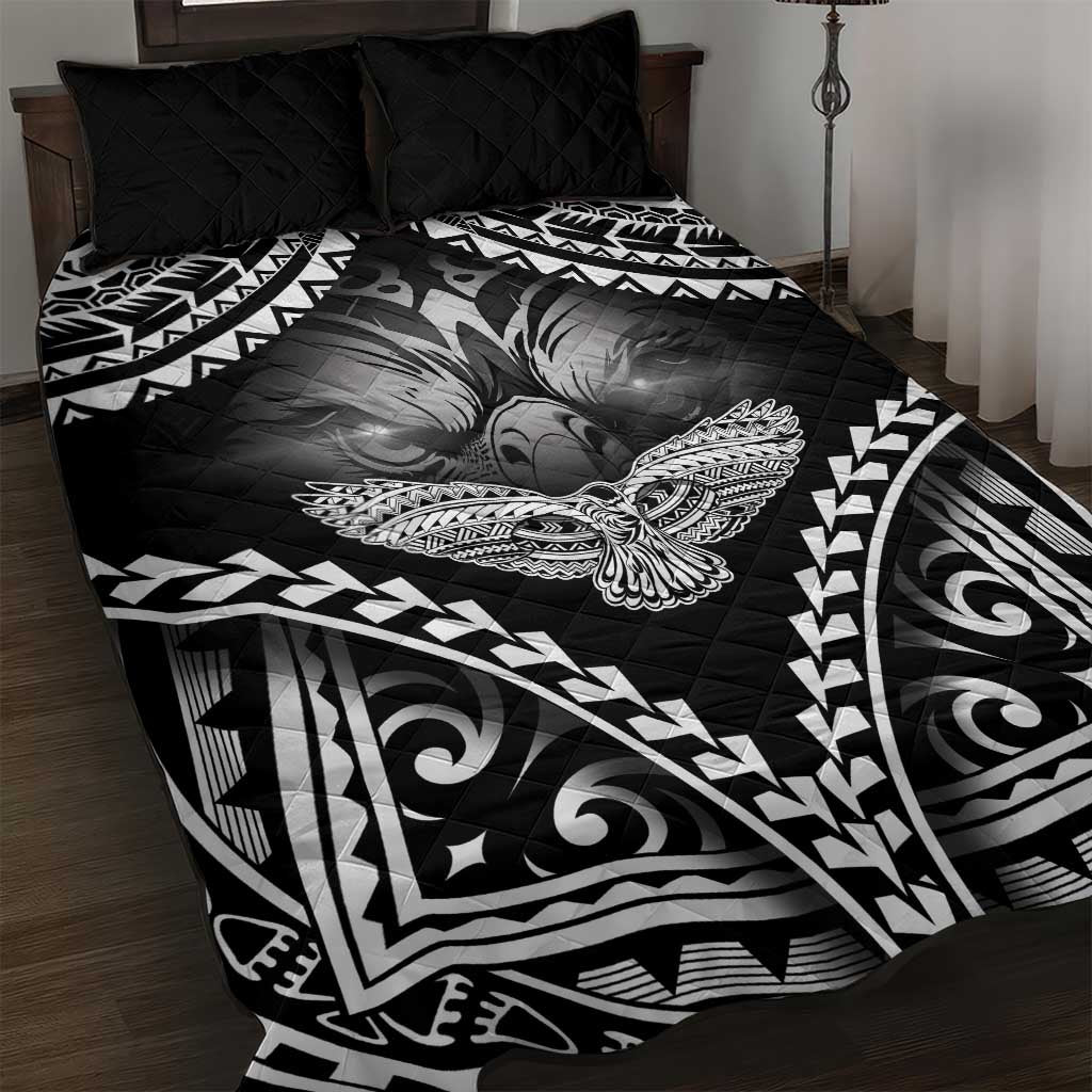 Hawaiian Hawk Quilt Bed Set Polynesian Pattern Style LT05 Black - Polynesian Pride