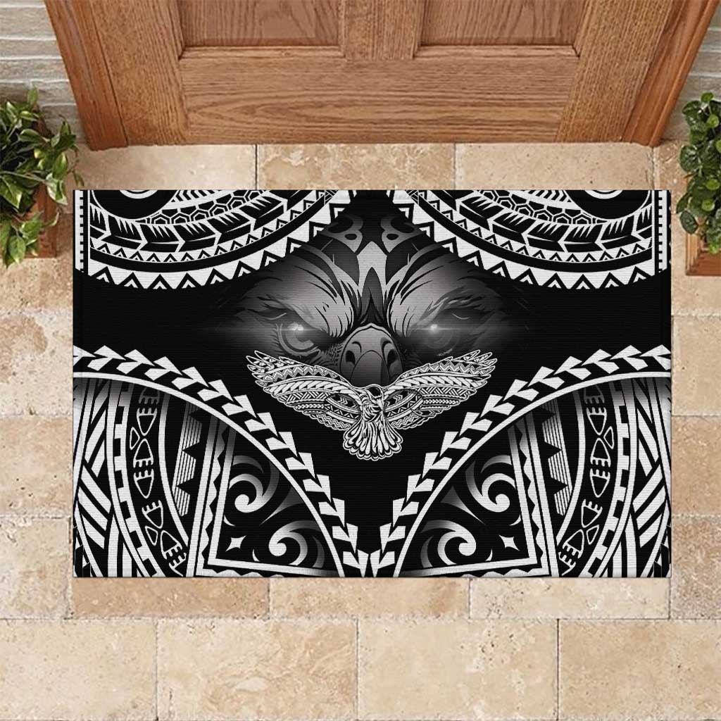 Hawaiian Hawk Rubber Doormat Polynesian Pattern Style LT05 Black - Polynesian Pride