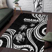 Hawaii Ohana Means Family Area Rug Sea Turtle Polynesian Style LT05 Black - Polynesian Pride