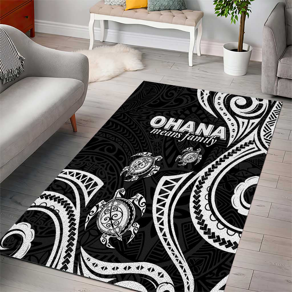 Hawaii Ohana Means Family Area Rug Sea Turtle Polynesian Style LT05 - Polynesian Pride