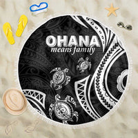 Hawaii Ohana Means Family Beach Blanket Sea Turtle Polynesian Style LT05 One Size 150cm Black - Polynesian Pride