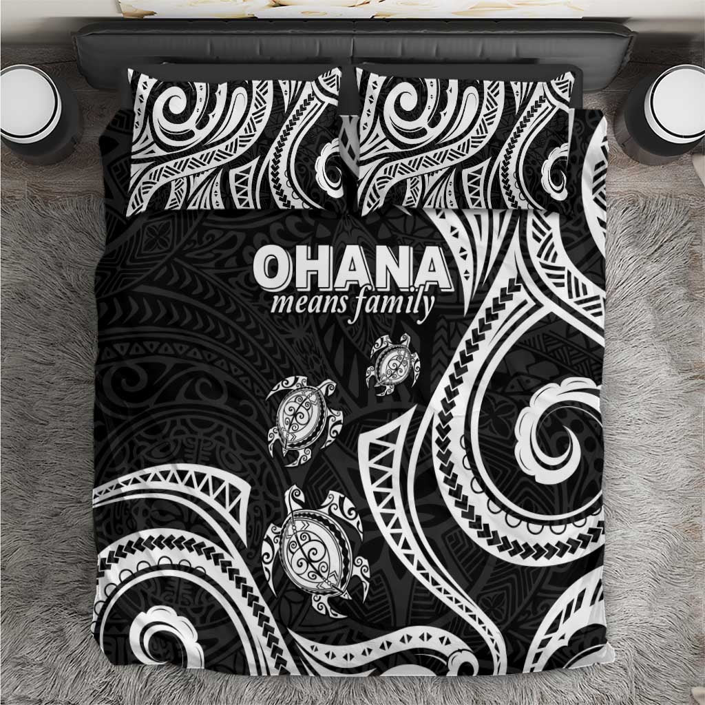 Hawaii Ohana Means Family Bedding Set Sea Turtle Polynesian Style LT05 Black - Polynesian Pride