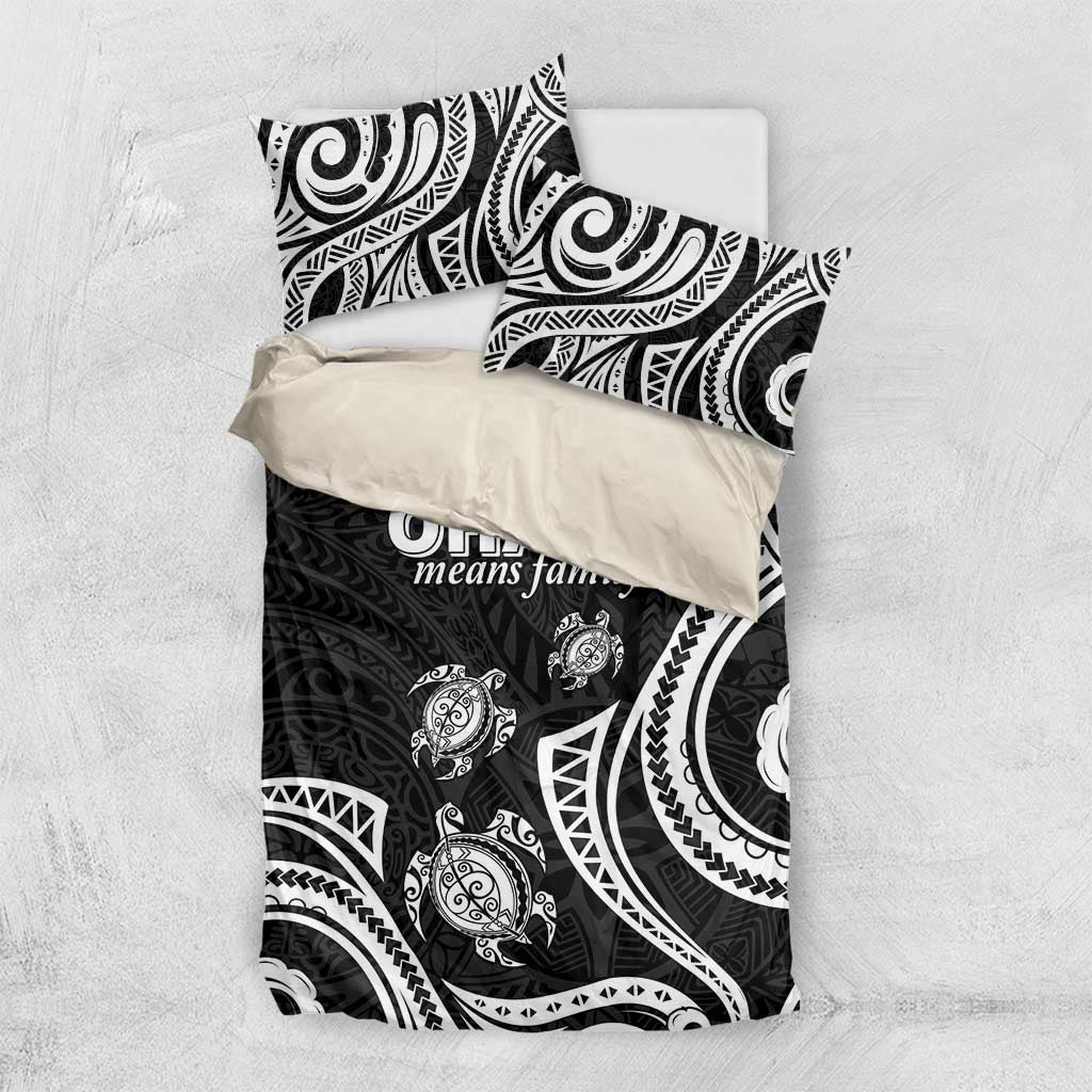 Hawaii Ohana Means Family Bedding Set Sea Turtle Polynesian Style LT05 US Twin 172cm x 218cm Black - Polynesian Pride
