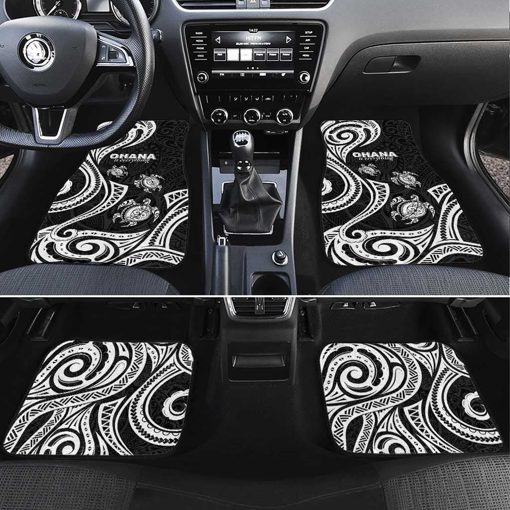 Hawaii Ohana Means Family Car Mats Sea Turtle Polynesian Style LT05 Set 4pcs Black - Polynesian Pride