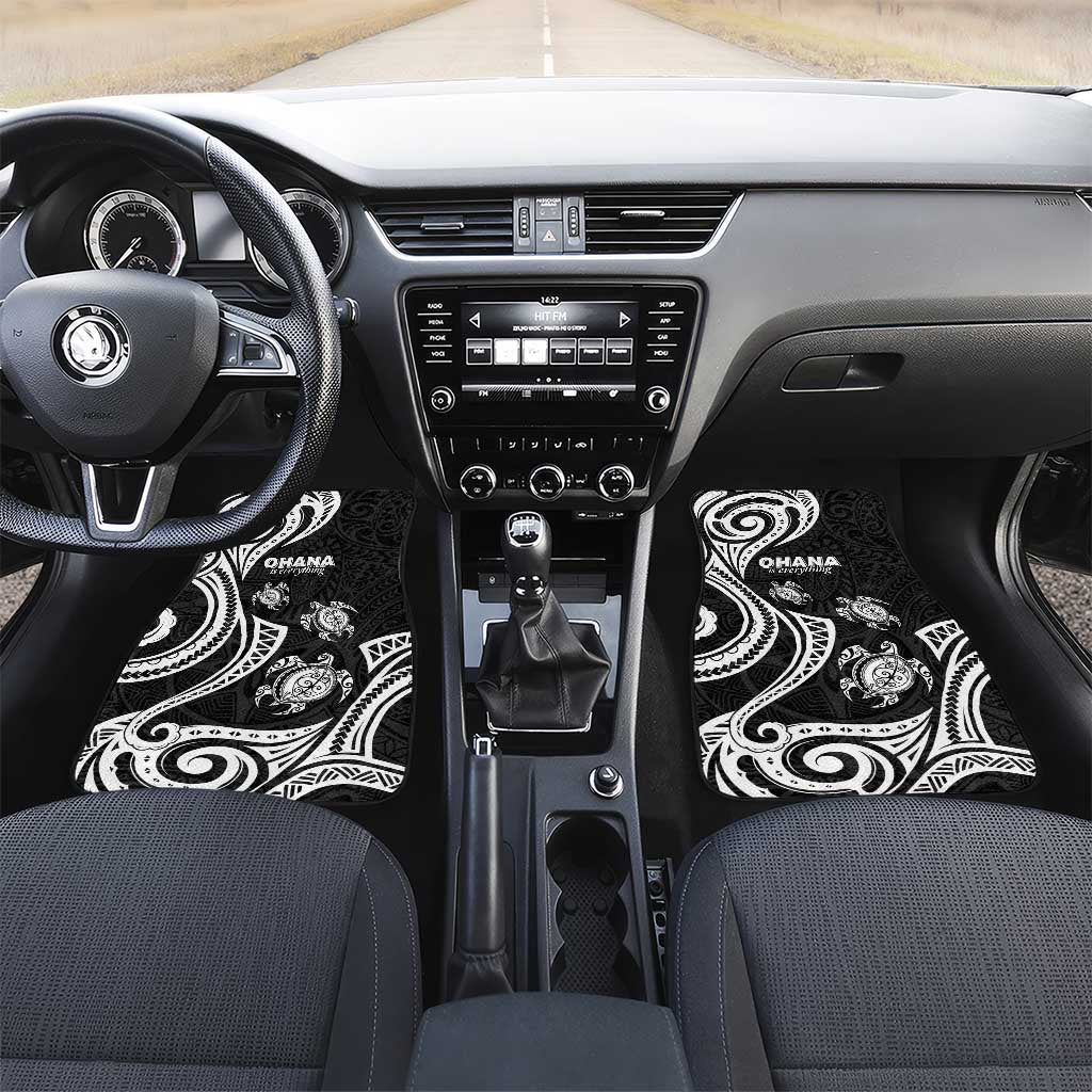 Hawaii Ohana Means Family Car Mats Sea Turtle Polynesian Style LT05 Set 2pcs - Front Black - Polynesian Pride