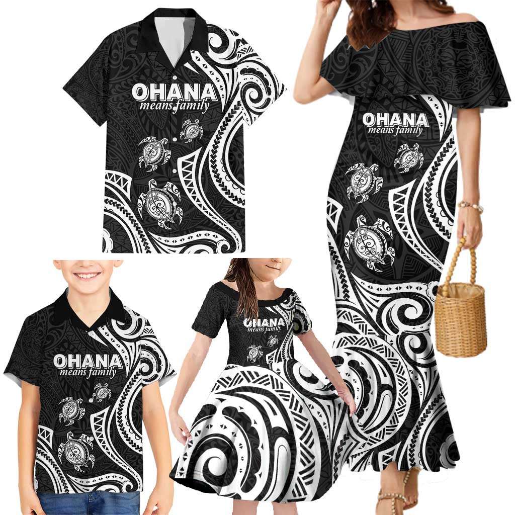 Hawaii Ohana Means Family Family Matching Mermaid Dress and Hawaiian Shirt Sea Turtle Polynesian Style