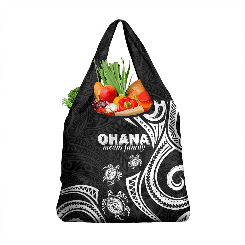 Hawaii Ohana Means Family Grocery Bag Sea Turtle Polynesian Style LT05 1-pack One Size Black - Polynesian Pride