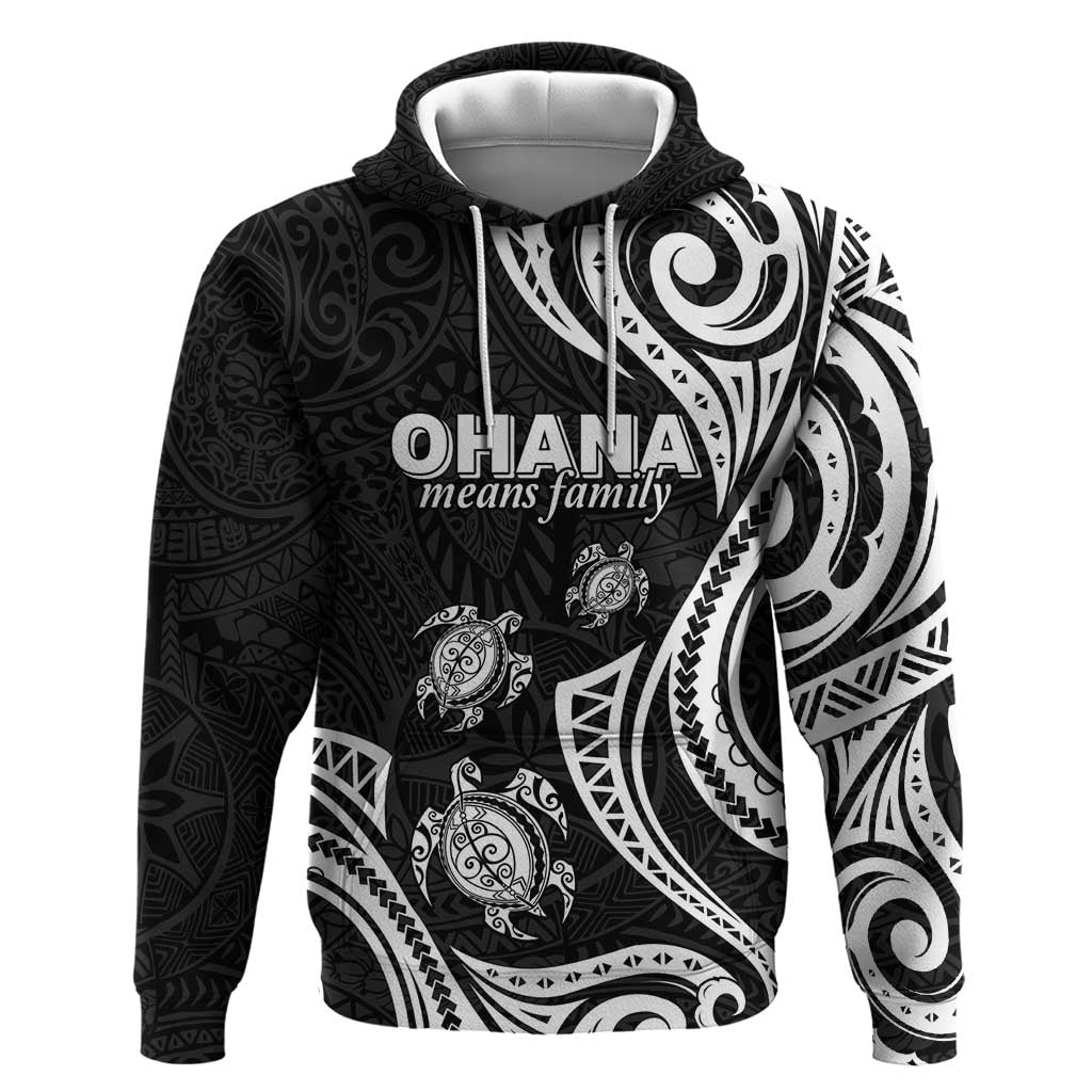 Hawaii Ohana Means Family Hoodie Sea Turtle Polynesian Style LT05 Pullover Hoodie Black - Polynesian Pride
