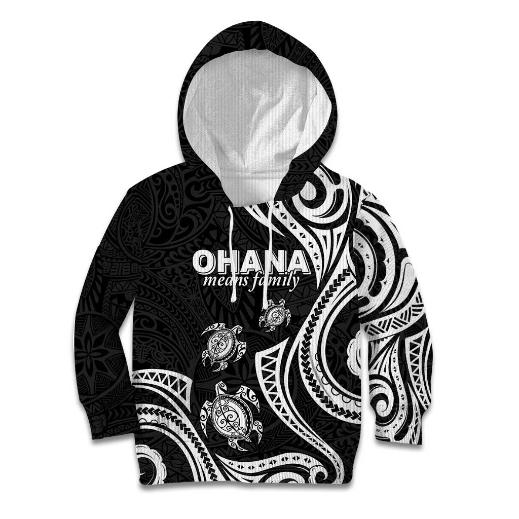 Hawaii Ohana Means Family Kid Hoodie Sea Turtle Polynesian Style LT05 Hoodie Black - Polynesian Pride