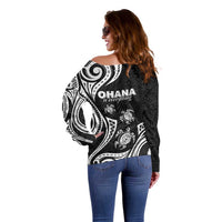 Hawaii Ohana Means Family Off Shoulder Sweater Sea Turtle Polynesian Style LT05 - Polynesian Pride