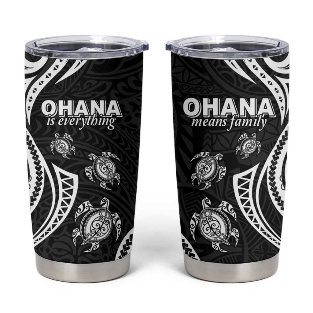 Hawaii Ohana Means Family Tumbler Cup Sea Turtle Polynesian Style LT05 Black - Polynesian Pride