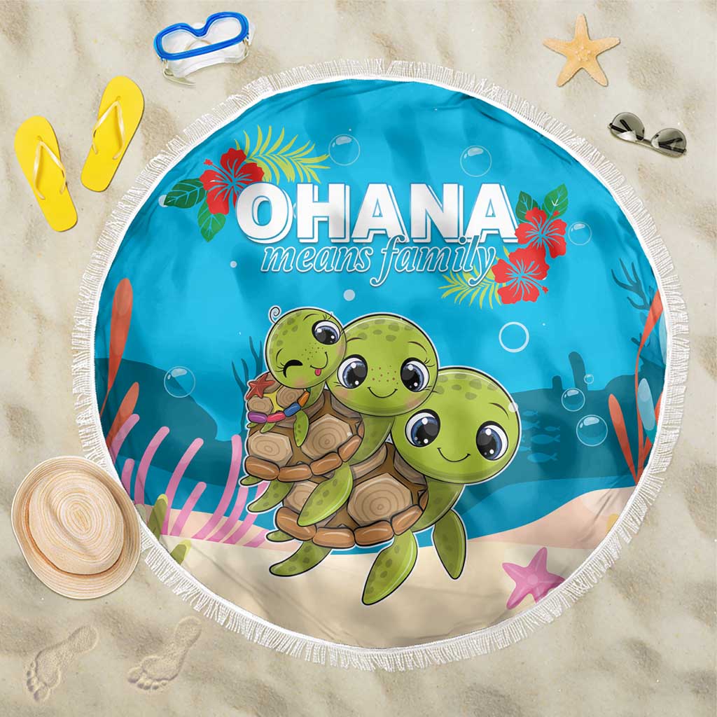 Ohana Hawaii Beach Blanket Kawaii Family Turtle LT05 One Size 150cm Blue - Polynesian Pride