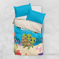 Ohana Hawaii Bedding Set Kawaii Family Turtle LT05 US Twin 172cm x 218cm Blue - Polynesian Pride