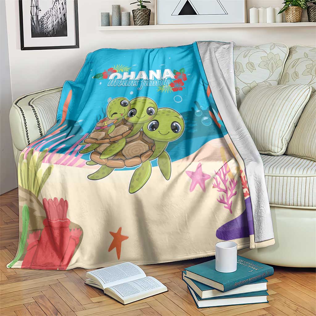 Ohana Hawaii Blanket Kawaii Family Turtle LT05 Blue - Polynesian Pride