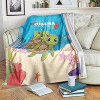 Ohana Hawaii Blanket Kawaii Family Turtle LT05 Blue - Polynesian Pride