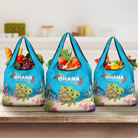 Ohana Hawaii Grocery Bag Kawaii Family Turtle LT05 3-pack One Size Blue - Polynesian Pride