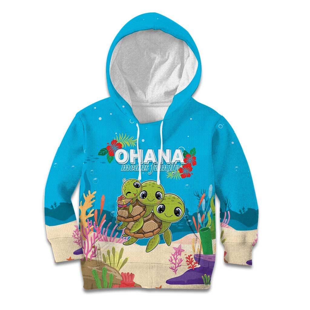 Ohana Hawaii Kid Hoodie Kawaii Family Turtle LT05 Hoodie Blue - Polynesian Pride