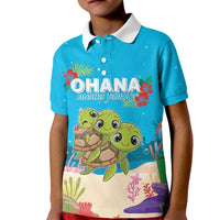 Ohana Hawaii Kid Polo Shirt Kawaii Family Turtle LT05 Kid Blue - Polynesian Pride