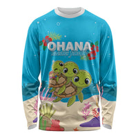 Ohana Hawaii Long Sleeve Shirt Kawaii Family Turtle LT05 Unisex Blue - Polynesian Pride