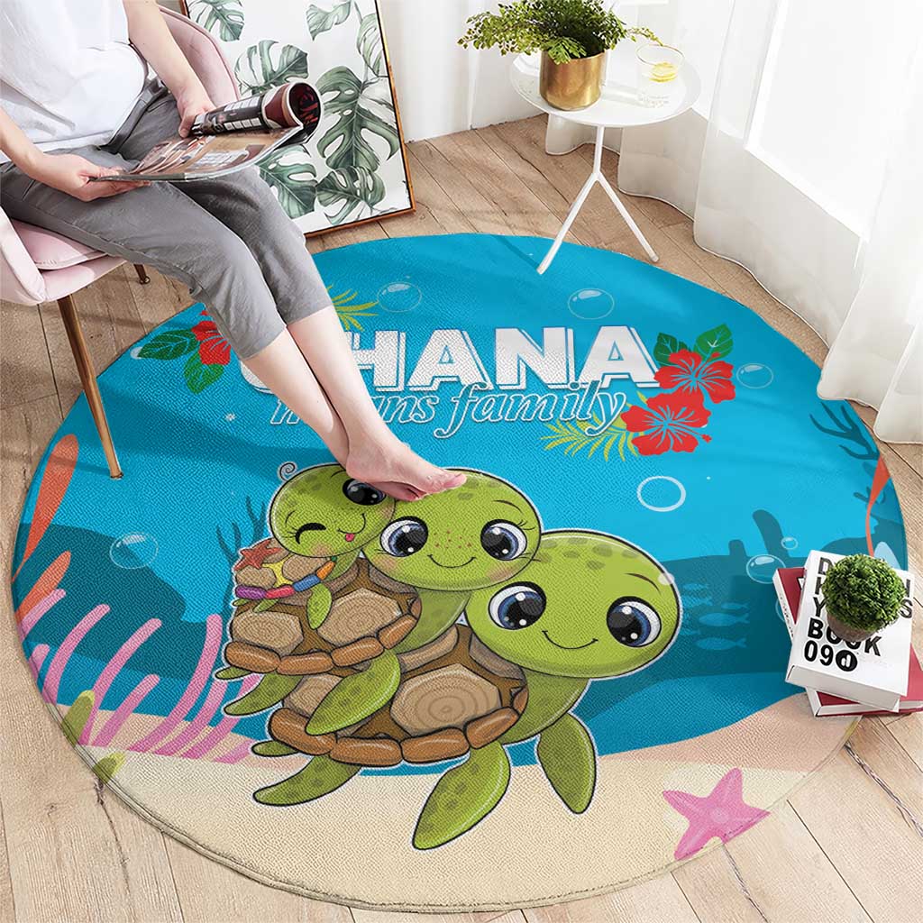 Ohana Hawaii Round Carpet Kawaii Family Turtle LT05 - Polynesian Pride