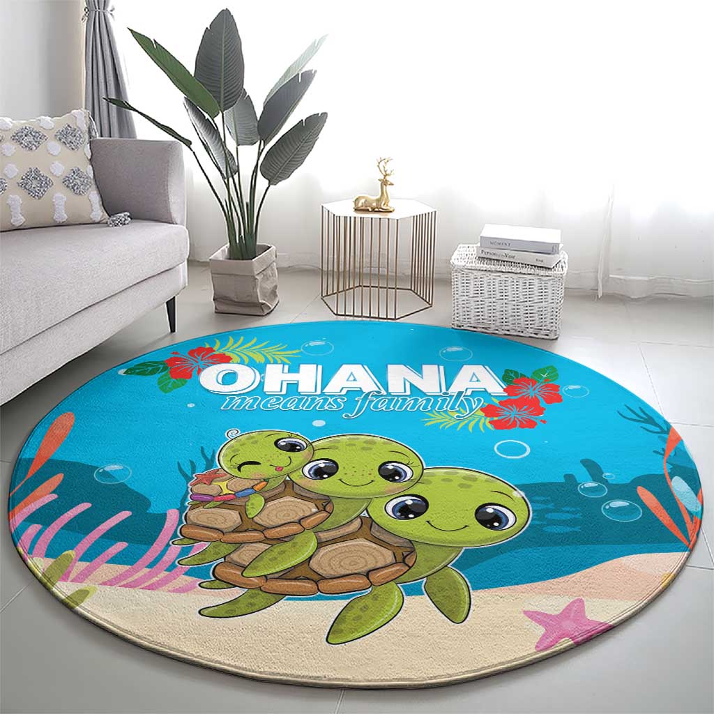 Ohana Hawaii Round Carpet Kawaii Family Turtle LT05 - Polynesian Pride