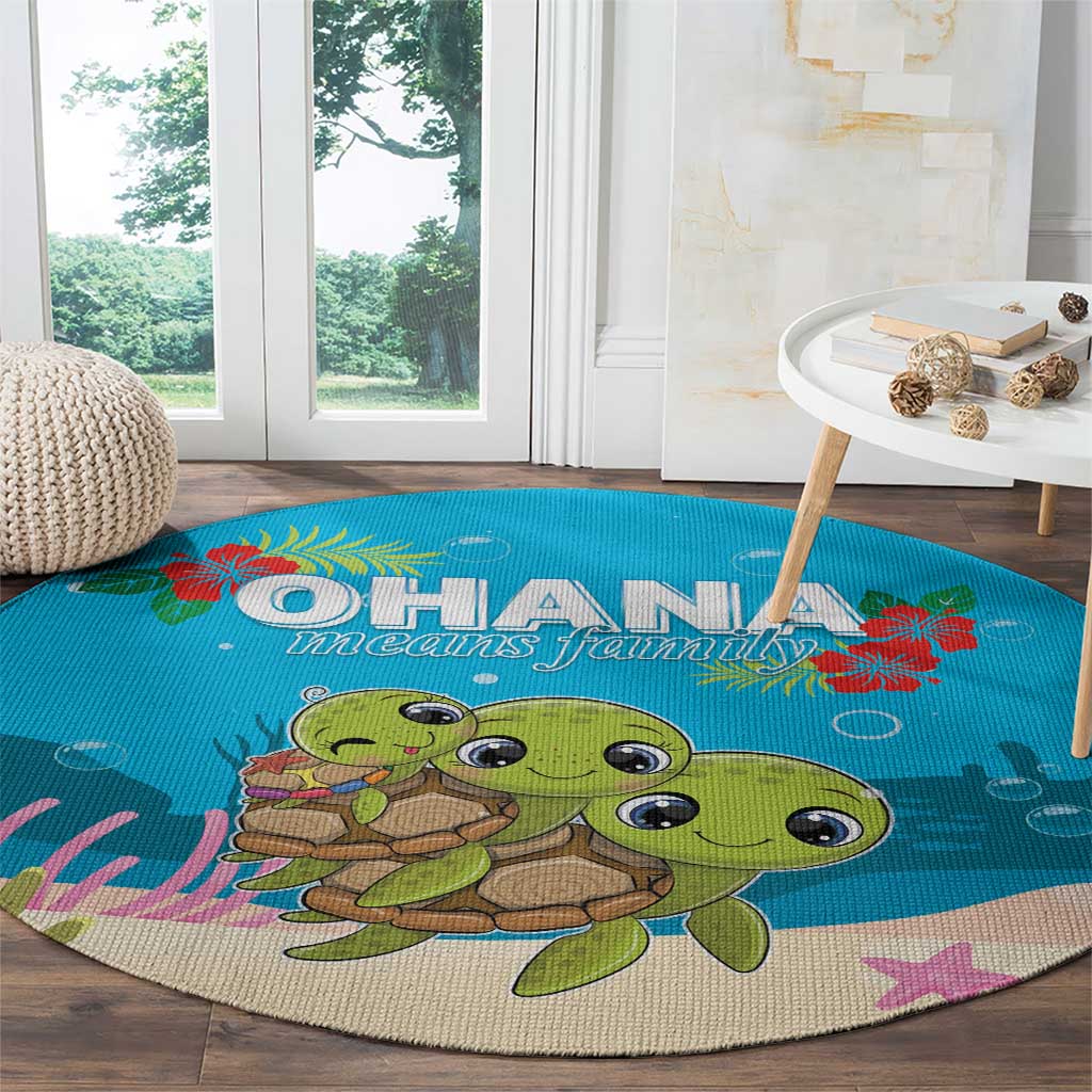 Ohana Hawaii Round Carpet Kawaii Family Turtle LT05 - Polynesian Pride