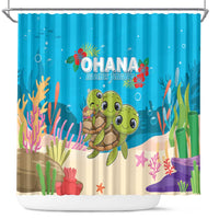 Ohana Hawaii Shower Curtain Kawaii Family Turtle LT05 Blue - Polynesian Pride